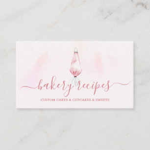 Carte De Visite Boulangerie Cuisine Chef Cuisinier Aquarelle Rose