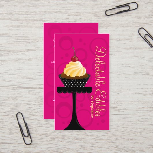 Carte De Visite Boulangerie Cupcake (Devant/Arrière en situation)