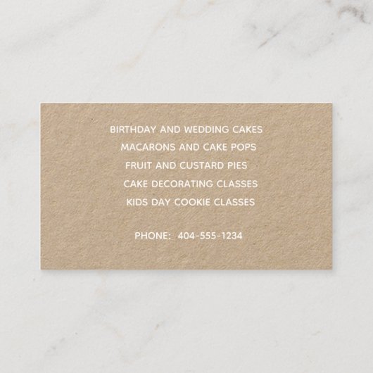 Carte De Visite Boulangerie Cupcake (Dos)