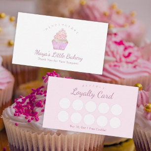 Carte De Visite Boulangerie Cupcake à l'aquarelle rose