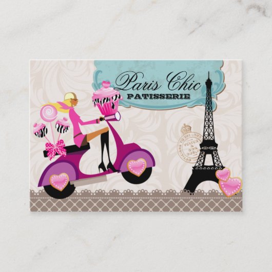 Carte De Visite Boulangerie Cupcake Cake Pops Paris Tour Eiffel (Devant)