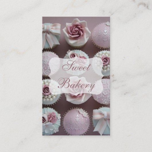 Carte De Visite Boulangerie Cupcake de Mauve Designer (Devant)