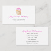 Carte De Visite Boulangerie Cupcake Élégant rose moderne (Devant / Derrière)