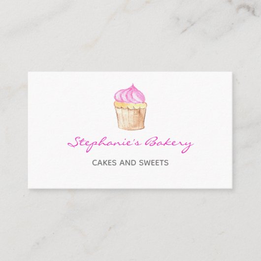 Carte De Visite Boulangerie Cupcake Élégant rose moderne (Devant)