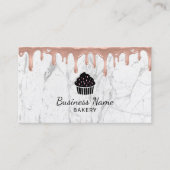 Carte De Visite Boulangerie Cupcake Moderne Rose Marbre blanc à go (Devant)