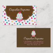 Carte De Visite Boulangerie Cupcake Pois Coeur Brown (Devant / Derrière)
