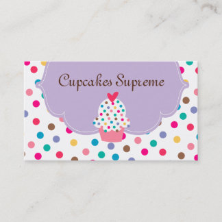 Carte De Visite Boulangerie Cupcake Pois Coeur pourpre