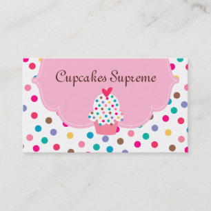 Carte De Visite Boulangerie Cupcake Pois Coeur rose