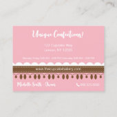 Carte De Visite Boulangerie Cupcake rayé rose Brown (Dos)