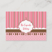 Carte De Visite Boulangerie Cupcake rayé rose Brown (Devant)