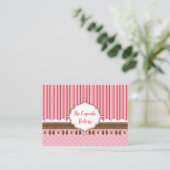 Carte De Visite Boulangerie Cupcake rayé rose Brown (Debout devant)