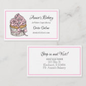 Carte De Visite Boulangerie | Cupcake rose et argent (Devant / Derrière)