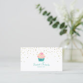 Carte De Visite Boulangerie Cupcake Sweet Traite Gold Confetti (Debout devant)