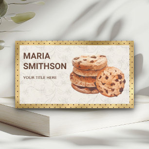 Carte De Visite Boulangerie de biscuits au chocolat avec feuille d