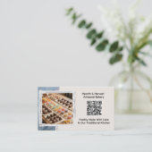Carte De Visite Boulangerie de bonbons avec image et code QR (Debout devant)