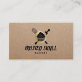 Carte De Visite Boulangerie de crâne givré rustique Logo Crossbone (Devant)