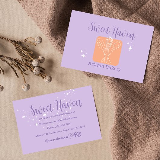 Carte De Visite Boulangerie de Cuisine de pourpre orange étoiles