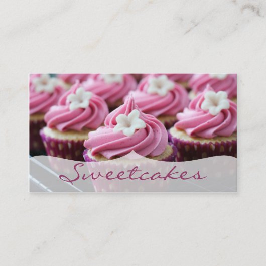 Carte De Visite Boulangerie de cupcake à fleurs roses (Devant)