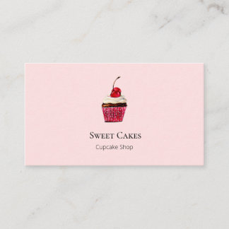 Carte De Visite Boulangerie de Cupcake à main jolie rose