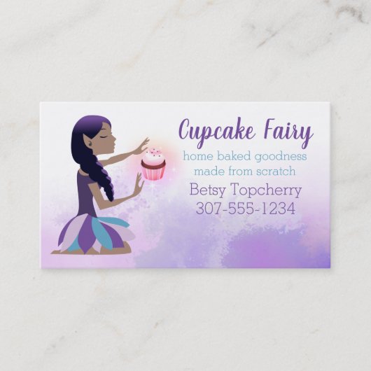 Carte De Visite Boulangerie de cupcake de fée afro-américaine (Devant)
