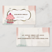 Carte De Visite Boulangerie de Cupcake romantique, Aquarelle Broui (Devant / Derrière)