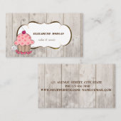 Carte De Visite Boulangerie de Cupcake romantique, Texture de Bois (Devant / Derrière)