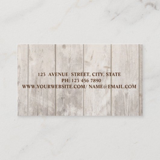 Carte De Visite Boulangerie de Cupcake romantique, Texture de Bois (Dos)