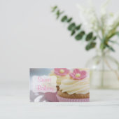 Carte De Visite Boulangerie de cupcake rose Daisy (Debout devant)