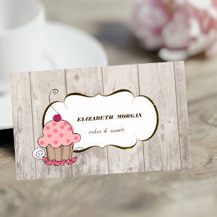 Carte De Visite Boulangerie de Cupcakes Romantique, Texture de Boi
