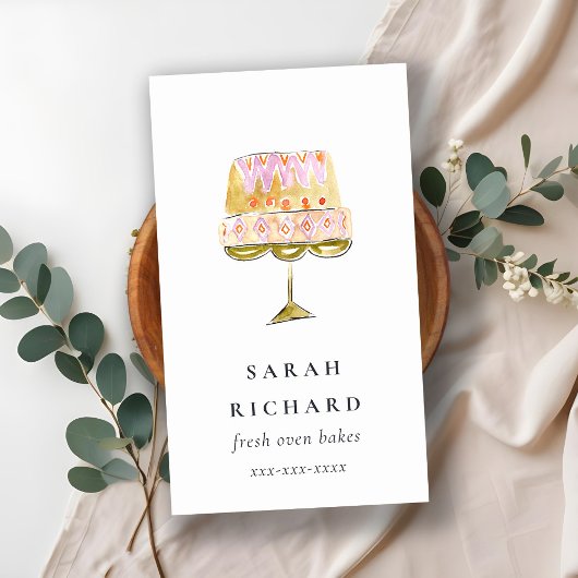 Carte De Visite Boulangerie de gâteau couleur pastel minimum