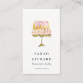 Carte De Visite Boulangerie de gâteau couleur pastel minimum (Devant)