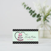 Carte De Visite Boulangerie de gâteaux en rose noir et menthe (Debout devant)