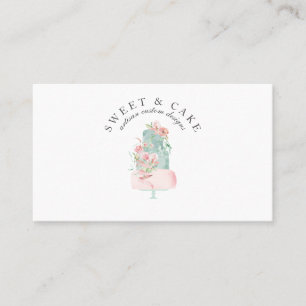 Carte De Visite Boulangerie de gâteaux floraux rose pastel