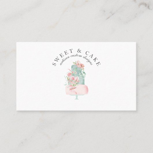 Carte De Visite Boulangerie de gâteaux floraux rose pastel (Devant)