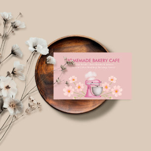 Carte De Visite Boulangerie de gâteaux floraux roses