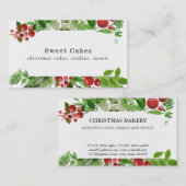 Carte De Visite Boulangerie de Noël Feuille Festive Red Berry Holl (Devant / Derrière)