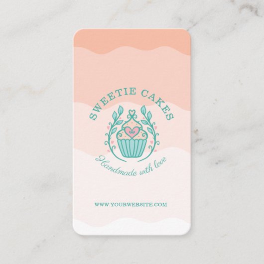 Carte De Visite Boulangerie de style floral Cupcake Logo Blush Pin (Devant)