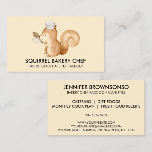 Carte De Visite Boulangerie d'écureuil (Devant / Derrière)