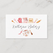 Carte De Visite Boulangerie d'ustensile de cuisson à l'aquarelle (Devant)