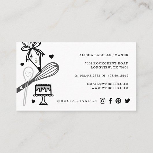 Carte De Visite Boulangerie d'ustensiles de cuisine et de Cuisine (Dos)