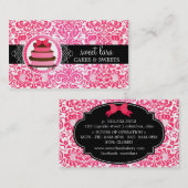Carte De Visite Boulangerie élégante de diamant de gâteau de rose (Devant / Derrière)