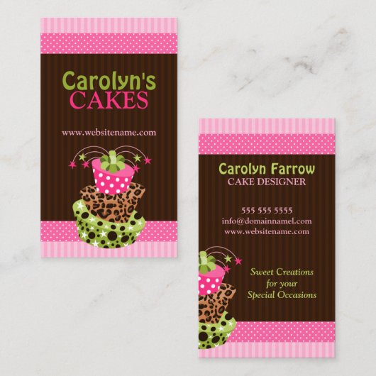 Carte De Visite Boulangerie élégante de gâteau d'art (Devant / Derrière)