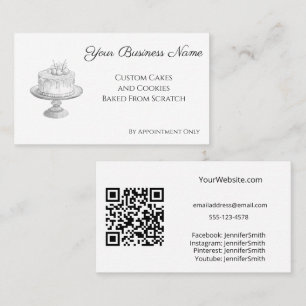 Carte De Visite Boulangerie élégante de stand de gâteau blanc pers