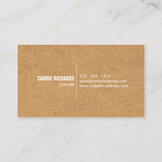 Carte De Visite Boulangerie en carton d'artisanat rustique / Resta (Dos)