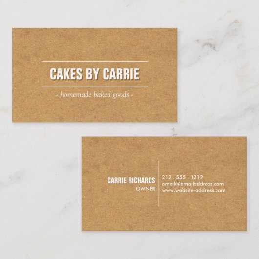 Carte De Visite Boulangerie en carton d'artisanat rustique / Resta (Devant / Derrière)