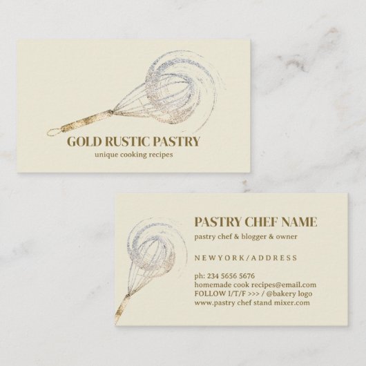 Carte De Visite Boulangerie en ivoire beige Parties scintillant Wh (Devant / Derrière)