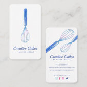 Carte De Visite Boulangerie en marbre rose Fun Blanc Whisk (Devant / Derrière)