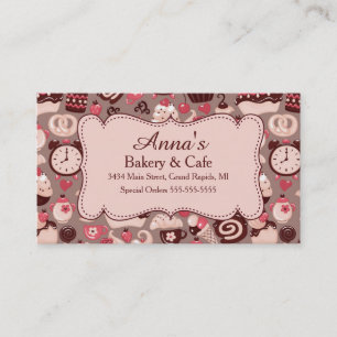 Carte De Visite Boulangerie et café rose et chocolat