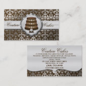Carte De Visite Boulangerie étincelante de damassé de couture brun (Devant / Derrière)