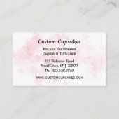 Carte De Visite Boulangerie fine rose et points Cupcake Biz Card (Dos)